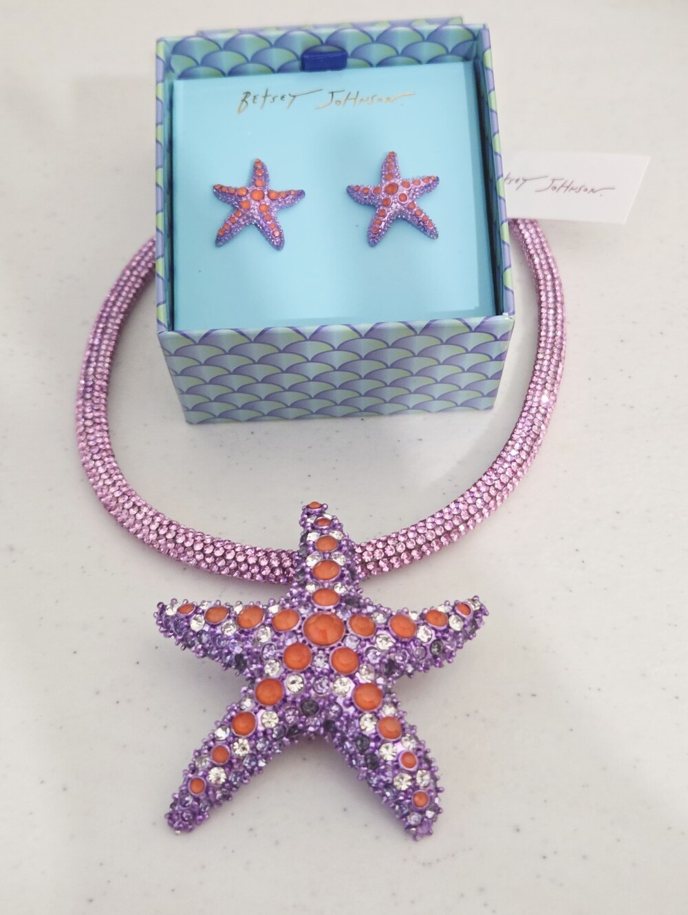NIB Betsey Johnson Starfish Necklace & Earrings